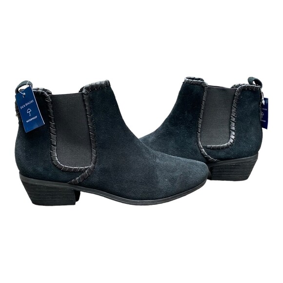 Jack Rogers Black Suede Poppy Ankle Boot Booties Low Heel Women's Shoe Size 8M - Picture 2 of 11
